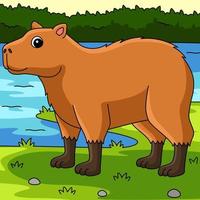 Capybara Animal Colored Cartoon Illustration vector