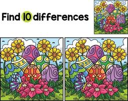 Easter Eggs with Flowers Find The Differences vector