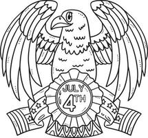 americano águila con cinta aislado colorante página vector