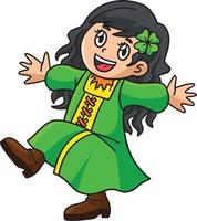 Saint Patricks Day Girl Dancing Cartoon Clipart vector