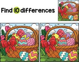 Easter Eggs Basket Find The Differences vector