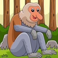 Proboscis Monkey Animal Colored Cartoon vector