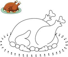 Dot To Dot Thanksgiving Turkey Feast Isolated Coloring Page vector