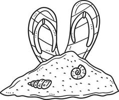 Slipper on the Sand Isolated Coloring Page vector