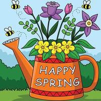 Happy Spring Flower Colored Cartoon Illustration vector