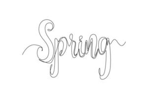 Continuous one line drawing Lettering spring season. Spring concept. Single line draw design vector graphic illustration.