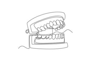 Continuous one line drawing teeth model. Dental health concept. Single line draw design vector graphic illustration.