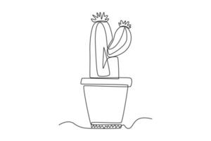 Single one line drawing cactus. Beautiful flower concept. Continuous line draw design graphic vector illustration.