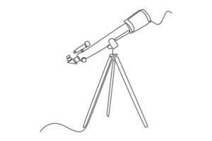 Continuous one line drawing telescopes. Outer space concept. Single line draw design vector graphic illustration.