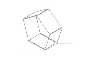 Single one line drawing pentagonal prism. Geometric shapes concept. Continuous line draw design graphic vector illustration.