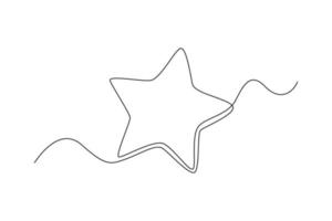 Continuous one line drawing star. Outer space concept. Single line draw design vector graphic illustration.