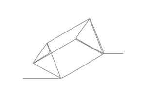 Single one line drawing triangular prism. Geometric shapes concept. Continuous line draw design graphic vector illustration.