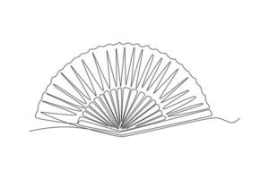 Single one line drawing paper fan. Continuous line draw design graphic vector illustration.