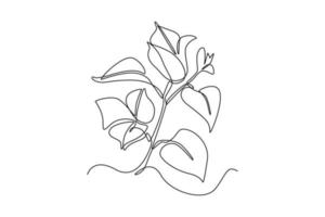 Single one line drawing Bougainvillea flower. Beautiful flower concept. Continuous line draw design graphic vector illustration.