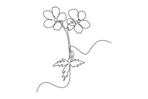 Single one line drawing geranium flower. Beautiful flower concept. Continuous line draw design graphic vector illustration.