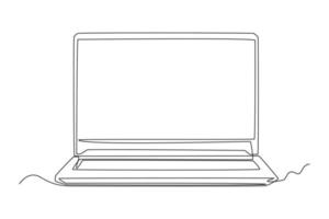 Continuous one line drawing laptop. Video shooting tools concept. Single line draw design vector graphic illustration.