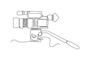 Continuous one line drawing camera for filming. Video shooting tools concept. Single line draw design vector graphic illustration.