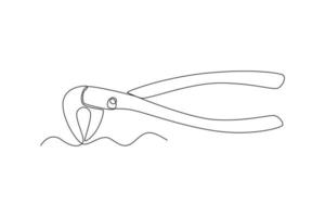Continuous one line drawing Dental pliers. Dental health concept. Single line draw design vector graphic illustration.