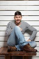 Lovely man posing in studio photo