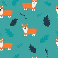 Seamless vector pattern with cute corgi. Dogs background. Good for printing on textiles, wrapping paper, wallpapers.