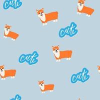 Seamless vector pattern with cute corgi. Dogs background. Good for printing on textiles, wrapping paper, wallpapers.