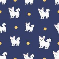Bichon frise Teacup seamless pattern. Different coat colors and poses set. Vector illustration