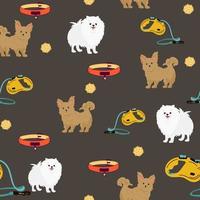 Bichon frise Teacup seamless pattern. Different coat colors and poses set. Vector illustration