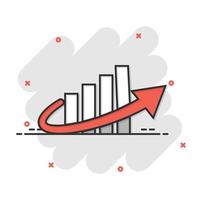 Growth arrow icon in comic style. Revenue cartoon vector illustration on white isolated background. Increase splash effect business concept.