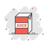 icono de jugo lindo en estilo cómico. Ilustración de vector de bebida kawaii sobre fondo blanco aislado. concepto de negocio de efecto de salpicadura de contenedor divertido de dibujos animados.