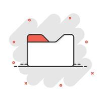 icono de carpeta de archivos en estilo cómico. ilustración de dibujos animados de vector de archivo de documentos sobre fondo blanco aislado. concepto de negocio de efecto de salpicadura de almacenamiento.