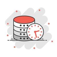 Data center icon in comic style. Clock vector cartoon illustration on white isolated background. Watch business concept splash effect.