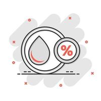 icono de humedad en estilo cómico. ilustración de dibujos animados de vectores climáticos sobre fondo blanco aislado. efecto de salpicadura de concepto de negocio de pronóstico de temperatura.