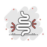 icono de estreñimiento intestinal en estilo cómico. colitis ilustración de dibujos animados vectoriales sobre fondo blanco aislado. efecto de salpicadura de concepto de negocio de estómago. vector