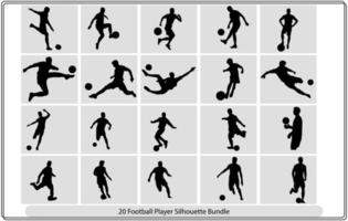 A set of vector of football,an editable vector illustration of soccer players silhouette as a set