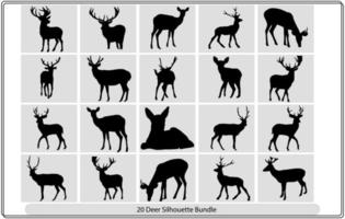 colección de siluetas de animales salvajes - la familia de los ciervos vector