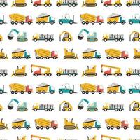 Seamless pattern with different funny construction transport vector