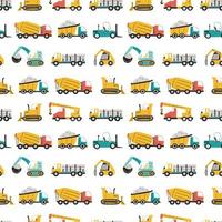 Seamless pattern with different funny construction transport vector