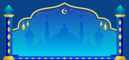 Blue Islamic Banner Background Template vector