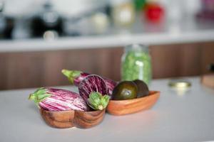 Fresh eggplants vegetables photo