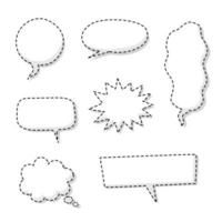 collection set of blank black and white whisper speech bubble balloon, think speak talk text box, banner, flat vector illustration design