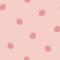 seamless minimal cute, sweet, pastel hand drawn strawberry heart shape repeat pattern in pink background, valentine's day concept, flat vector illustration design