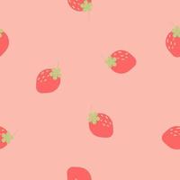 seamless strawberry repeat pattern in pink background, flat vector illustration design