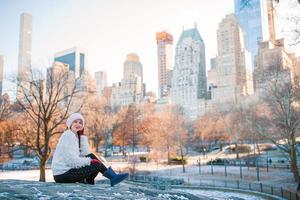 Woman in winter vacation trip in New York city photo