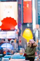 Woman in New York City during winter photo