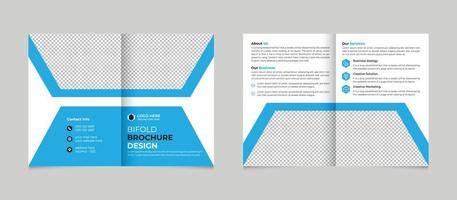 Corporate business bifold brochure design and company marketing template Free Vector