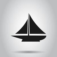 Ship cruise sign icon in flat style. Cargo boat vector illustration on isolated background. Vessel business concept.