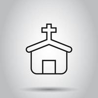 Church icon in flat style. Chapel vector illustration on isolated background. Religious building business concept.