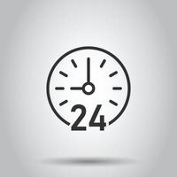 Clock icon in flat style. Watch vector illustration on white isolated background. Timer business concept.