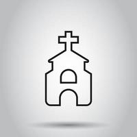 Church icon in flat style. Chapel vector illustration on isolated background. Religious building business concept.