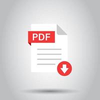 Pdf icon in flat style. Document text vector illustration on isolated background. Archive business concept.
